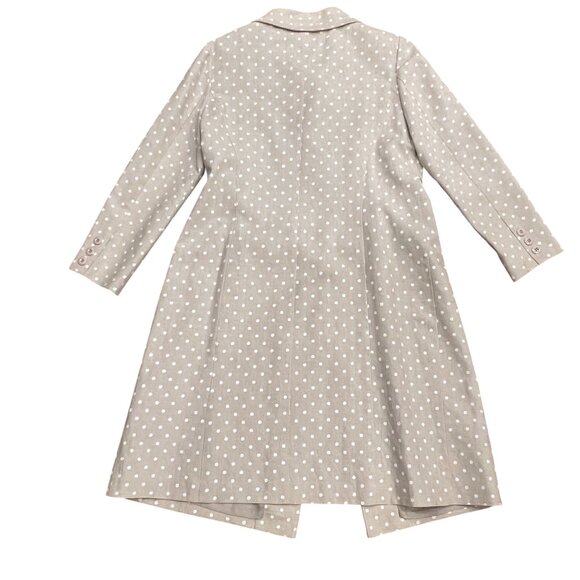 Jessica Howard Vtg Polka Dot Linen Blend Coat, Tan White, 14 - Picture 6 of 10